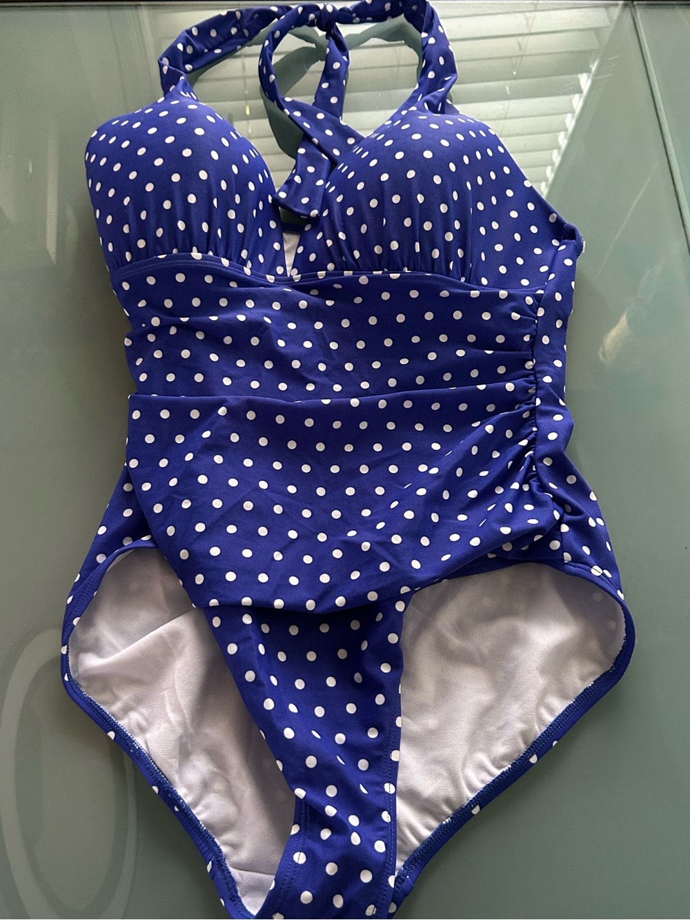 Lauren Ralph Lauren Retro Polka Dot One Piece Swimsuit Size 14 New Gold Label - Picture 2 of 12